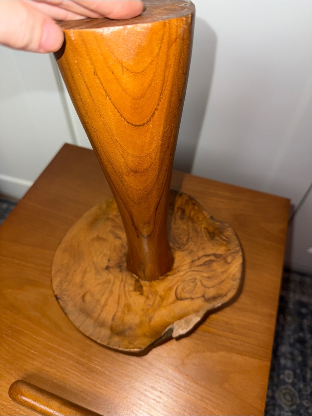 Brown Teakwood Handmade Live Edge Mushroom Sculpture with Natural Smooth Finish - Picture 8 of 11